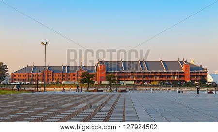 YOKOHAMA JAPAN - NOVEMBER 24 2015: The Akarenga Soko used as warehouses in the past but they now converted to a shopping arcade and floorspace dedicated to events and exhibitions