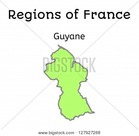 France administrative map of French Guiana region on white