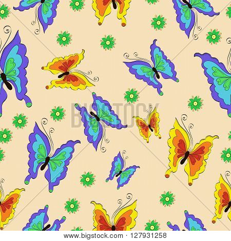 Beautiful butterflies of different colors  fly, wings, drawing, pattern, eps10