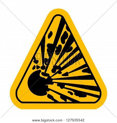 Explosive Hazard Sign.  Illustration on white background for design. Yellow triagnle warning symbol.  Danger vector icon. Warning sheet.