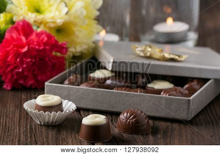 Chocolate Candy And Flowers
