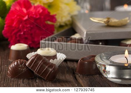 Chocolate Candy And Flowers