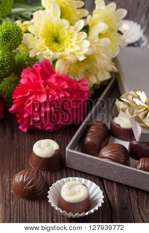 Chocolate Candy And Flowers