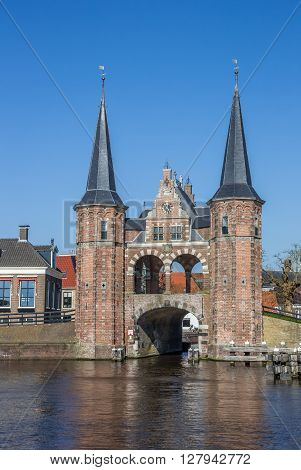 Water gate in the historical city Sneek Netherlands