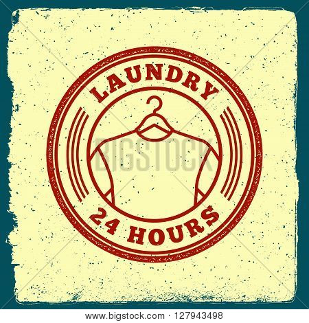 Laundry Emblem. Logotype Template With Ink Stamp Texture