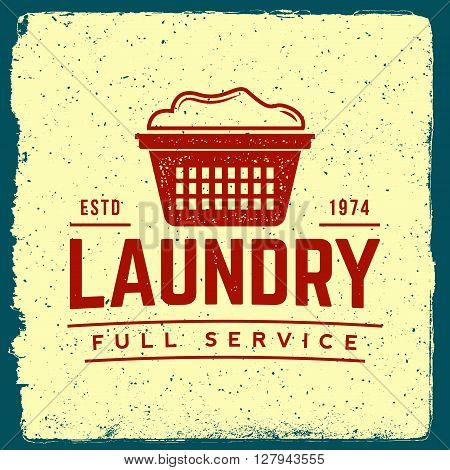 Laundry Emblem. Logotype Template With Ink Stamp Texture