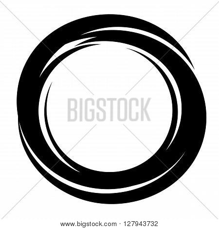 Vector abstract circle shape. Hand drawn sketch lines. Black round shape. Monochrome frame. Isolated stroke design. Twist outline curves illustration.