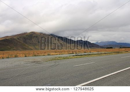 Landscape on the South Island New Zealand. Nature background.