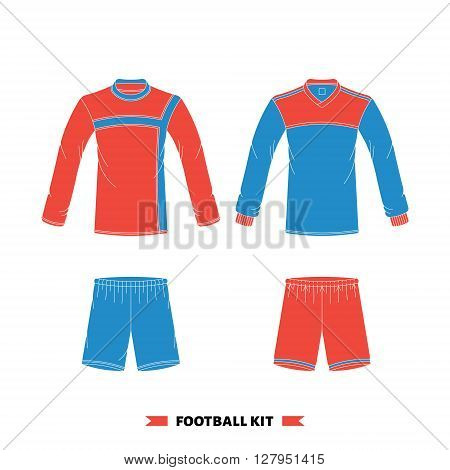 Vector soccer uniform. Vector soccer jersey. Football kit set. Isolated soccer uniform on white background. Soccer uniform set.