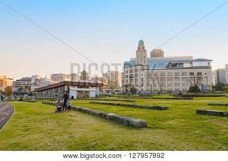 YOKOHAMA JAPAN - NOVEMBER 24 2015: ZOU-NO-HANA TERRACE opened on June 2nd 2009 to celebrate the milestone of 150 years since the Yokohama port's opening