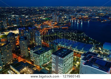 YOKOHAMA JAPAN - NOVEMBER 24 2015: Minato Mirai 21 is a seaside urban area in central Yokohama whose name means "Harbor of the Future"