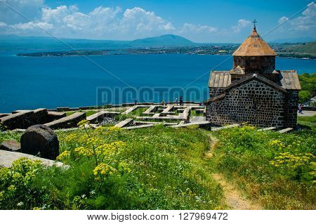 Photo of the Territory Sevanavank monastery on Sevan lake Armenia