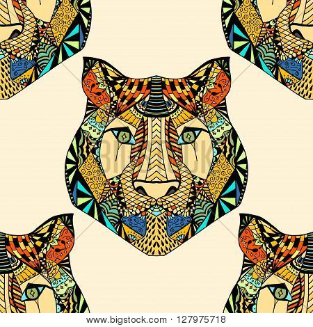 Colored Seamless Tiger pattern. Vector illustration image