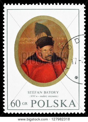 POLAND -CIRCA 1970 : Cancelled postage stamp printed by Poland, that shows king Stefan Batory.