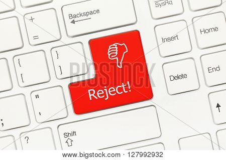 White Conceptual Keyboard - Reject (red Key With Thumb Down Symbol)