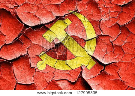Grunge cracked Communist sign with red and yellow colors