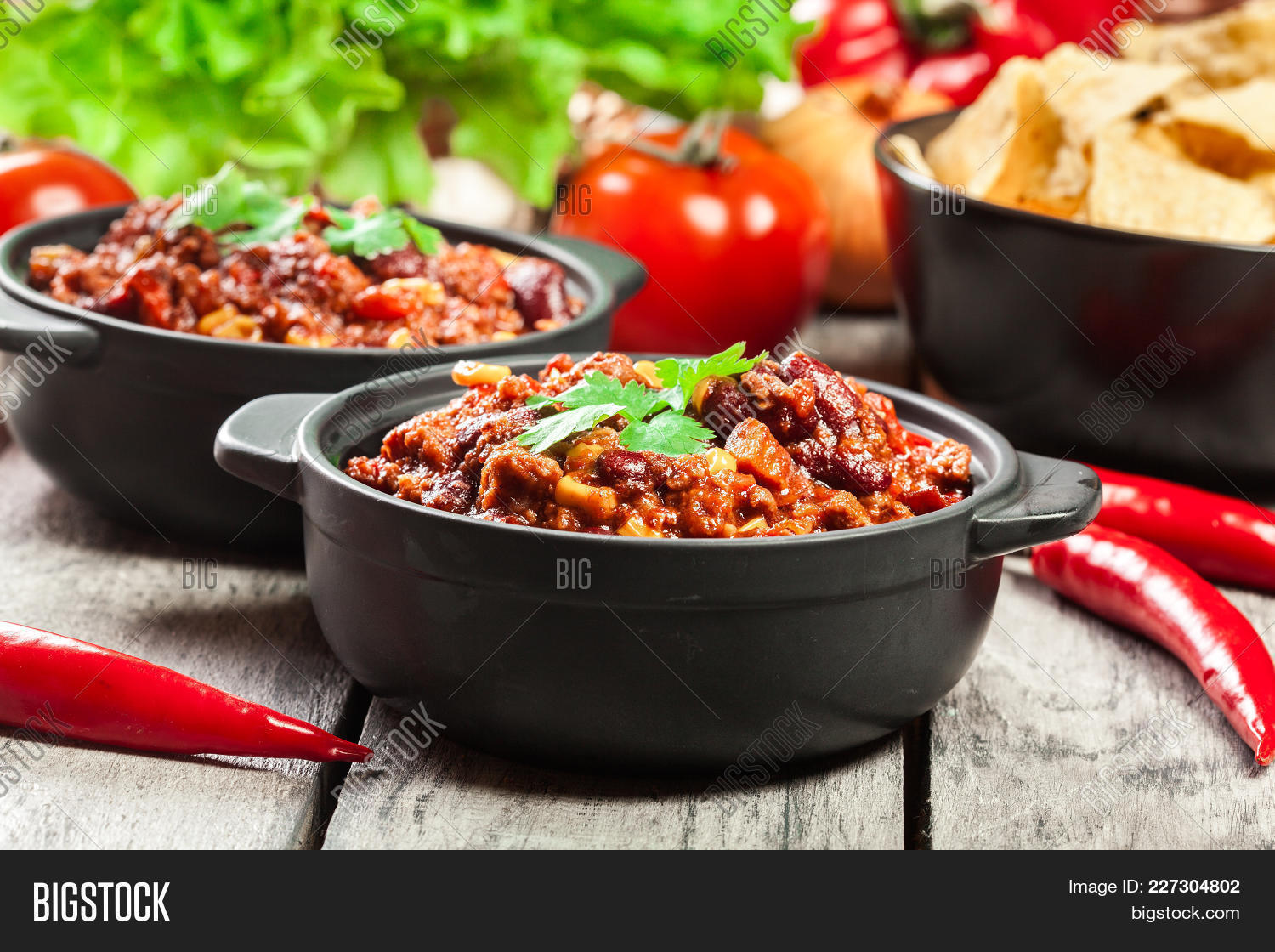 Bowls Hot Chili Con Image & Photo (Free Trial) Bigstock
