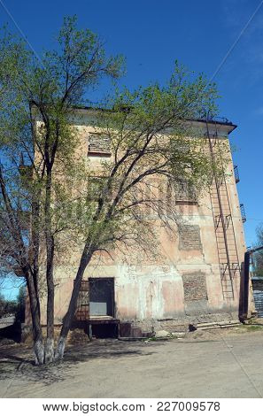 Urban decay.Former Soviet anti-ballistic missile testing range.West Bank of Balkhash Lake.May 8, 2017. Saryshagan.Kazakhstan
