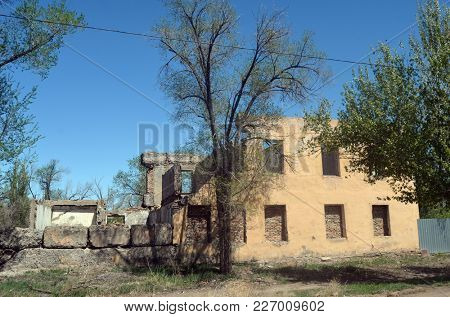 Urban decay.Former Soviet anti-ballistic missile testing range.West Bank of Balkhash Lake.May 8, 2017. Saryshagan.Kazakhstan
