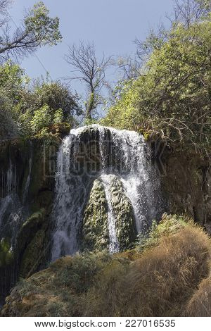 Studenci, Bosnia And Herzegovina - August 16 2017: Kravica Waterfall In Bosnia Herzegovina