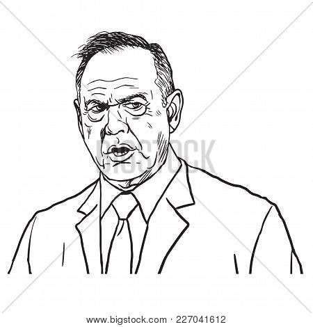 Roy Moore Portrait Drawing. Hand-drawn Vector Illustration. February 17, 2018