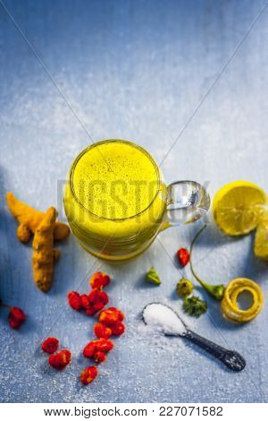 Bitter Gourd Juice With All Its Ingredient For Good Health And Is A Good Source For Vitamins, Iron &