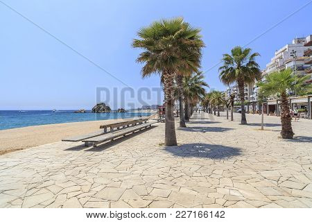 Blanes,spain-may 25,2012: View Of Maritime Promenade In Blanes, Mediterranean Town In Costa Brava, P