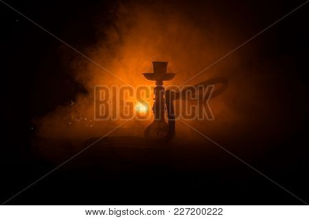 Hookah Hot Coals On Shisha Bowl With Black Background. Stylish Oriental Shisha. Shisha Concept