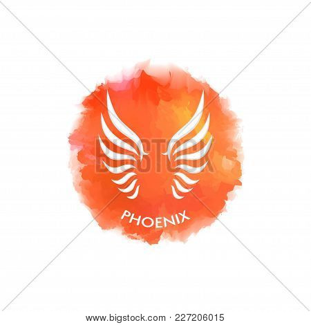 Wings Of The Phoenix Up On A Fire Spot Imitating Watercolor, As A Template For A Logo, Emblem, Poste