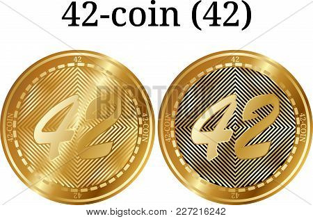 Set Of Physical Golden Coin 42-coin (42), Digital Cryptocurrency. 42-coin (42) Icon Set. Vector Illu
