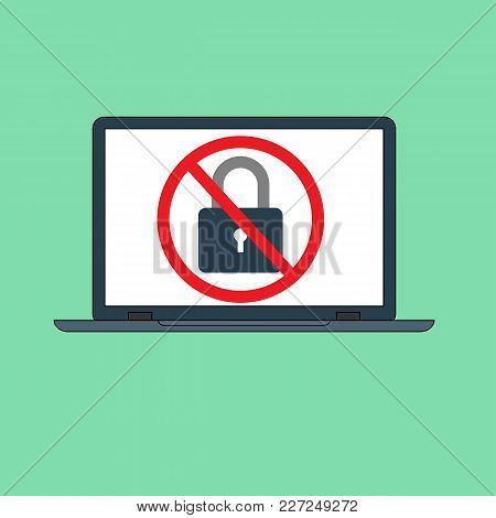 Password Security Vector Icon. Concept Protection Of User Data. Password Lock In Flat Style. Compute