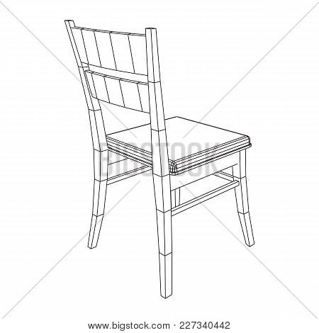 Chair With Backrest Wireframe Low Poly Mesh Vector Illustration