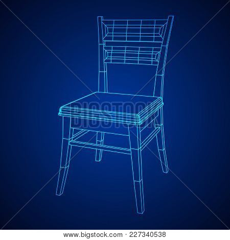 Chair With Backrest Wireframe Low Poly Mesh Vector Illustration
