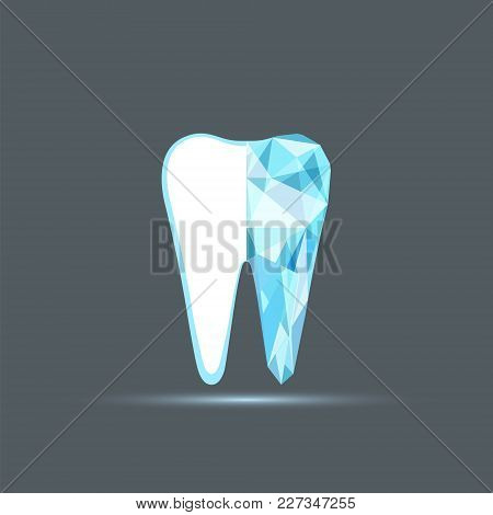 Human White Tooth. Dentures In Stomatology. Treatment And Whitening. Logo Design. Stock Vector Illus