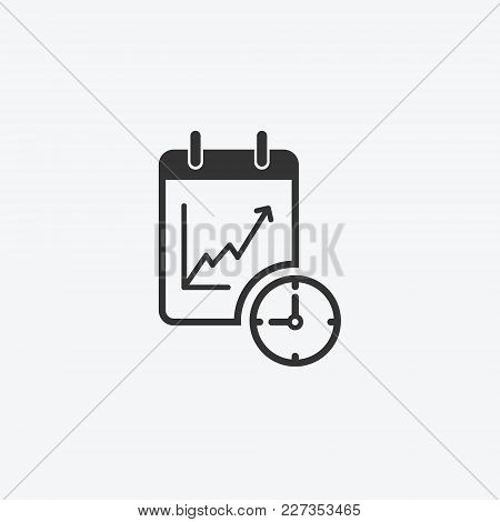 Icon Graphic Growth Chart, Notepad. Black And White Pictogram For Web Design. Vector Flat Illustrati