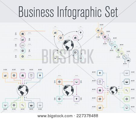 Set With Infographics. Data And Information Visualization. Template. Stock Vector. Dynamic Infograph