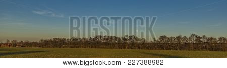 Sunset Near Ceske Budejovice City In Winter Evening