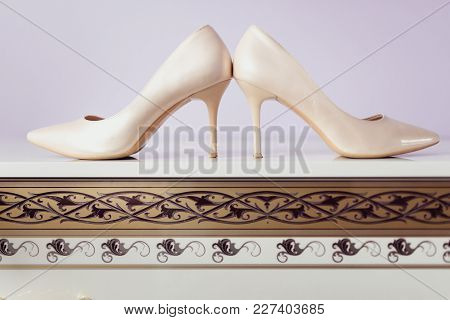Bride's High Heel Shoes. Elegant Bride Shoes