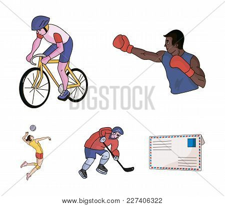 Cycling, Boxing, Ice Hockey, Volleyball.olympic Sport Set Collection Icons In Cartoon Style Vector S