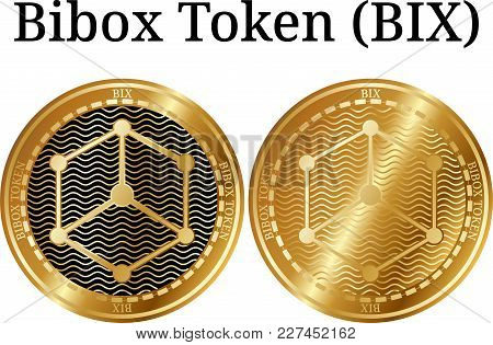 Set Of Physical Golden Coin Bibox Token (bix), Digital Cryptocurrency. Bibox Token (bix) Icon Set. V