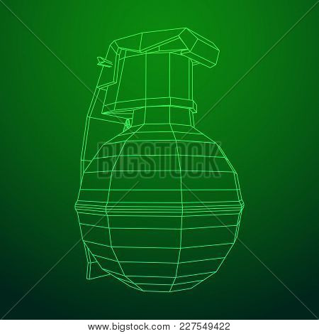 Hand Bomb Frag Grenade Wireframe Low Poly Mesh Vector Illustration