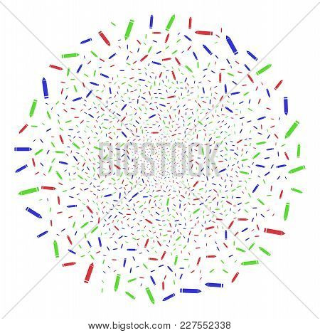 Edit Pencil Explosion Globula. Object Pattern Combined From Random Edit Pencil Symbols As Fireworks 
