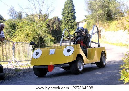Tornac, France - October 8, 2016: Soapbox Race Organized In The Village Of Tornac Located In The Fre