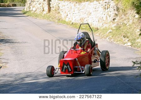 Tornac, France - October 8, 2016: Soapbox Race Organized In The Village Of Tornac Located In The Fre