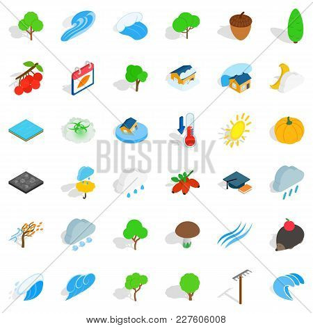 Beautiful Land Icons Set. Isometric Set Of 36 Beautiful Land Vector Icons For Web Isolated On White 