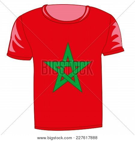T-shirt Flag Maroc On White Background Is Insulated