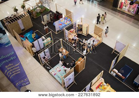 Chiang Mai, Thailand - February 20 2018: Student And Bed Display  In Funiture Design Thesis Even Of 