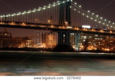 Manhattan Bridge At Night