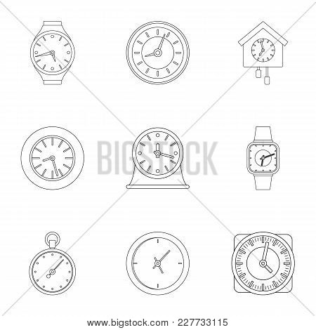 Chronograph Icons Set. Outline Set Of 9 Chronograph Vector Icons For Web Isolated On White Backgroun