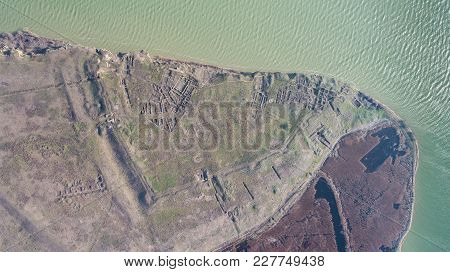 Roman Ruins Of Argamum (organe) Citadel. Dobrogea Romania. Aerial View.